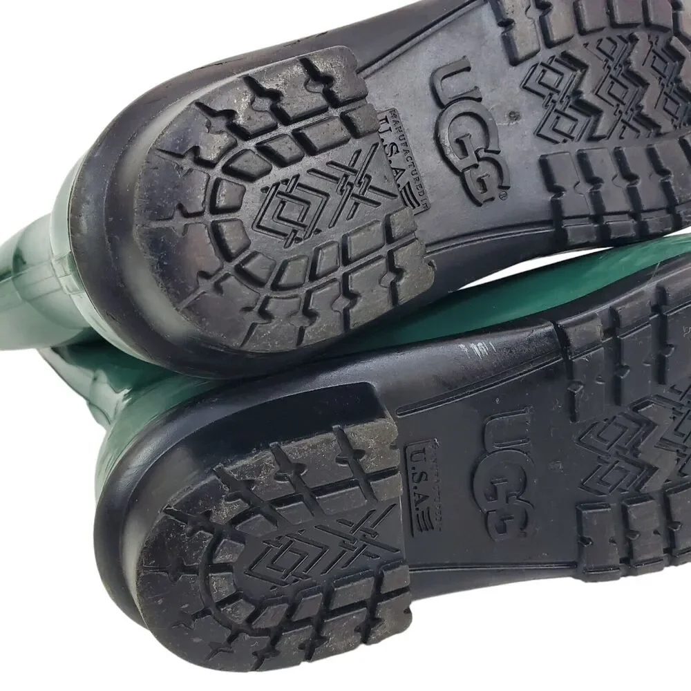 UGG Australia Boots SIENNA Womens Size 8 Green WATERPROOF Rain Rubber Outdoor
